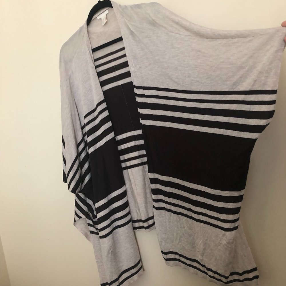 H&M Boho Striped Poncho Cardigan | Open Front Neutral Layer | XS–M Fit - Picture 7 of 11